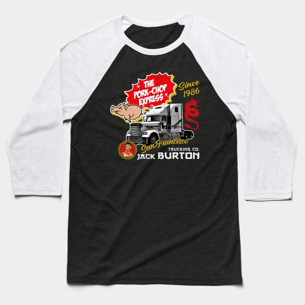 Jack Burton Pork Chop Express Baseball T-Shirt by Alema Art